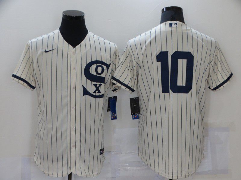 Men Chicago White Sox 10 No Name Cream stripe Dream version Elite Nike 2021 MLB Jersey